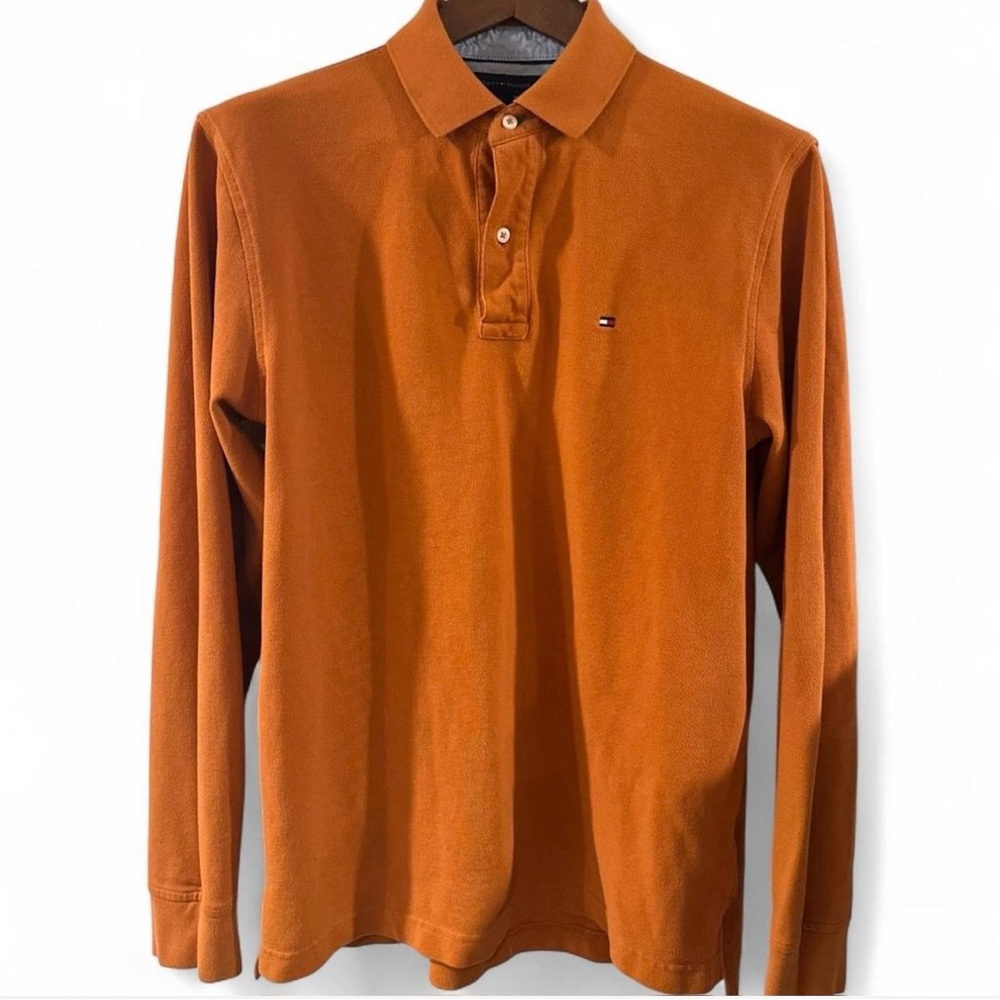 Tommy Hilfiger Long Sleeve Cotton Polo Shirt Size Men’s Medium - Picture 2 of 4